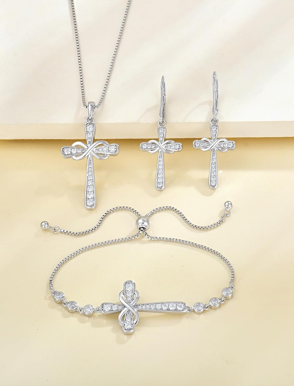 YL Cross Bracelet 925 Sterling Silver Infinity Sideways Link Bracelet Birthstone Jewelry for Women - Image 8