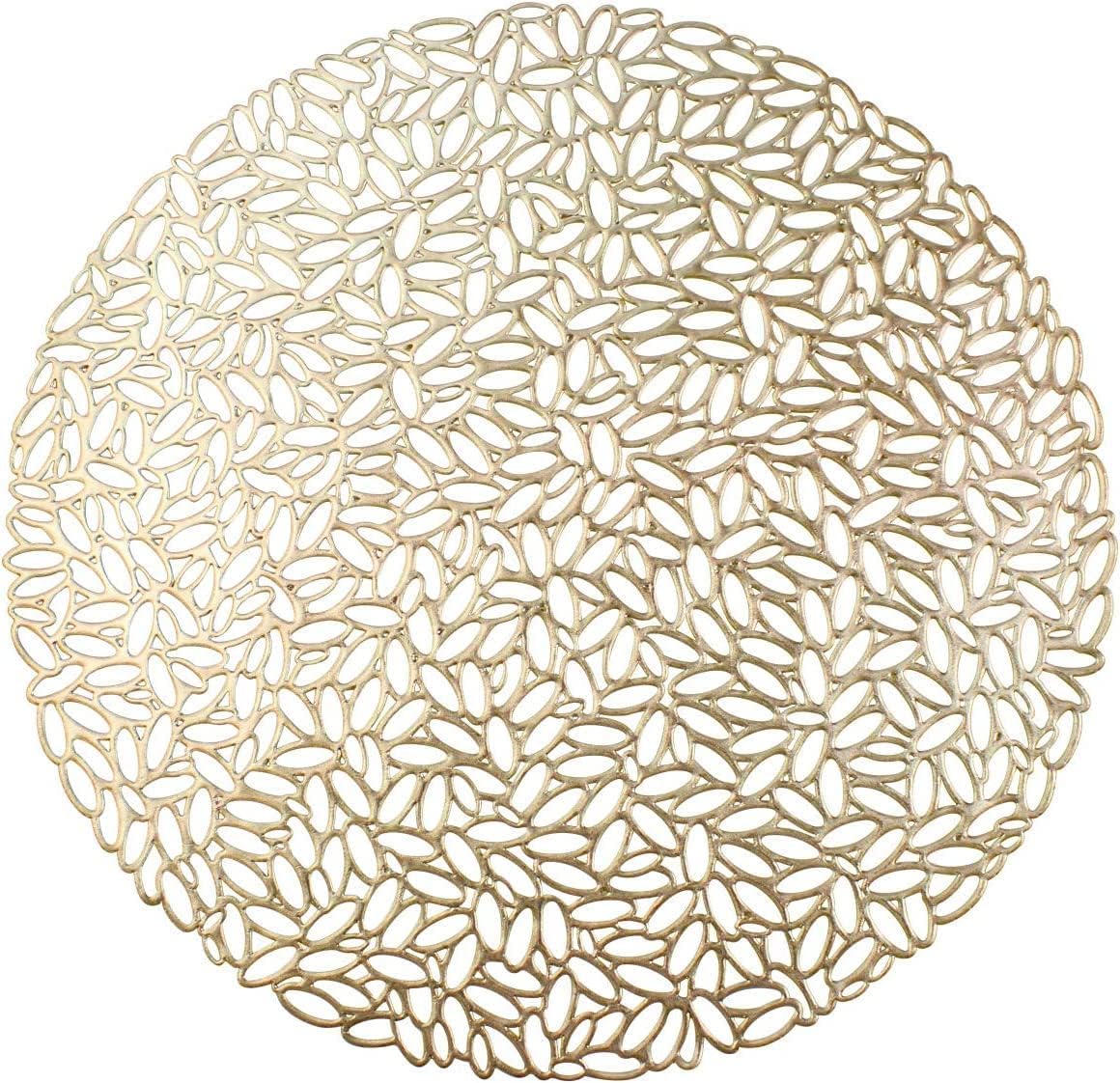 Ngel Beautiful Design Table Place Mat | Pressed Vinyl Metallic Placemats for Dining Table | Washable & Non-Slip Dining Pad (Pack of 1) (Petal Mat) — Amazon image 2