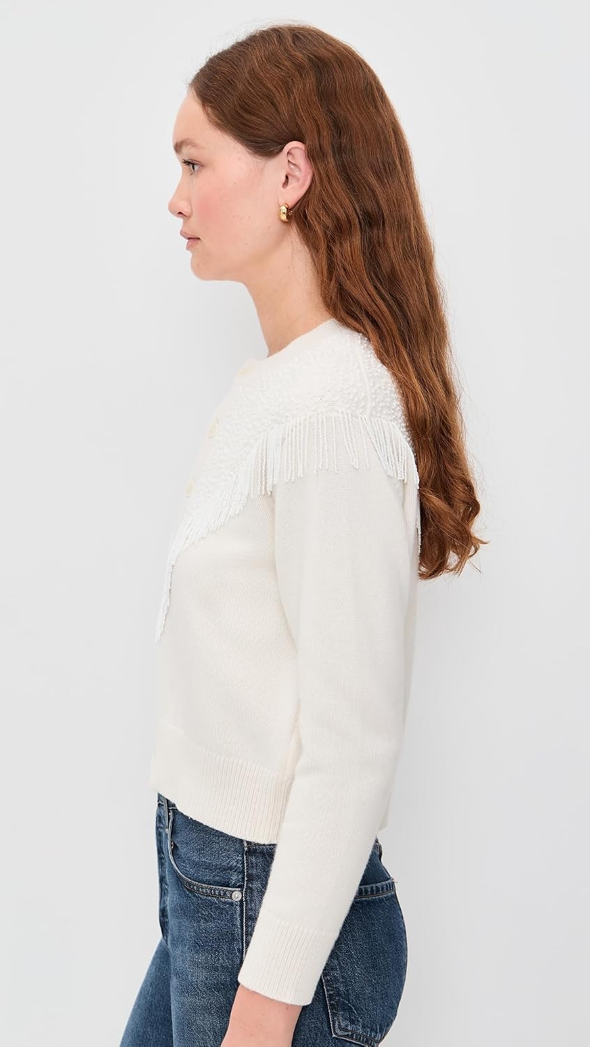 THE GREAT. Women's The Beaded Fringe Cardigan