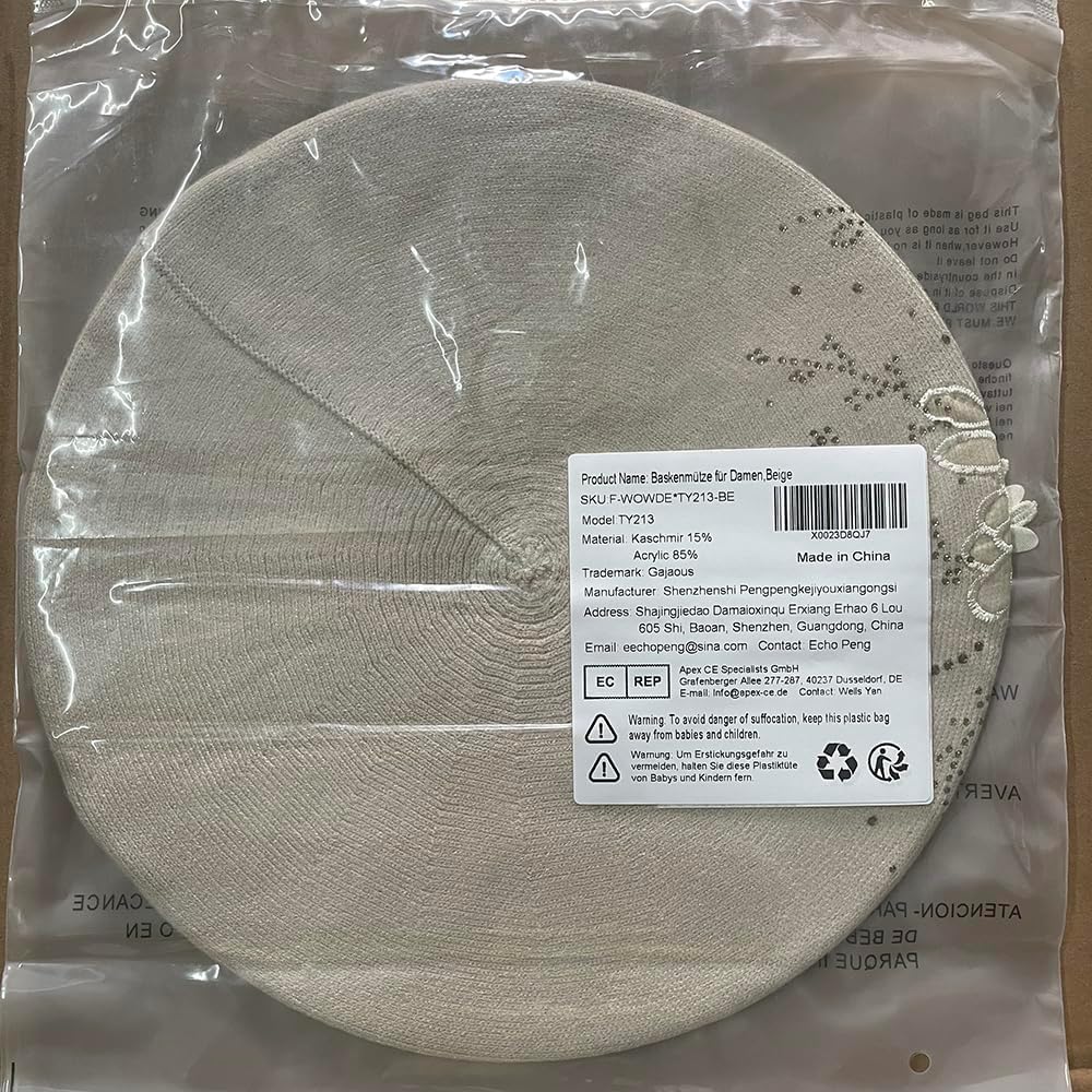 Flower Embroidery Beret Hat for Women, French Style Knitted Beret Hats, Stylish Solid Color Beret Cap for Women Girls Lady - Image 2