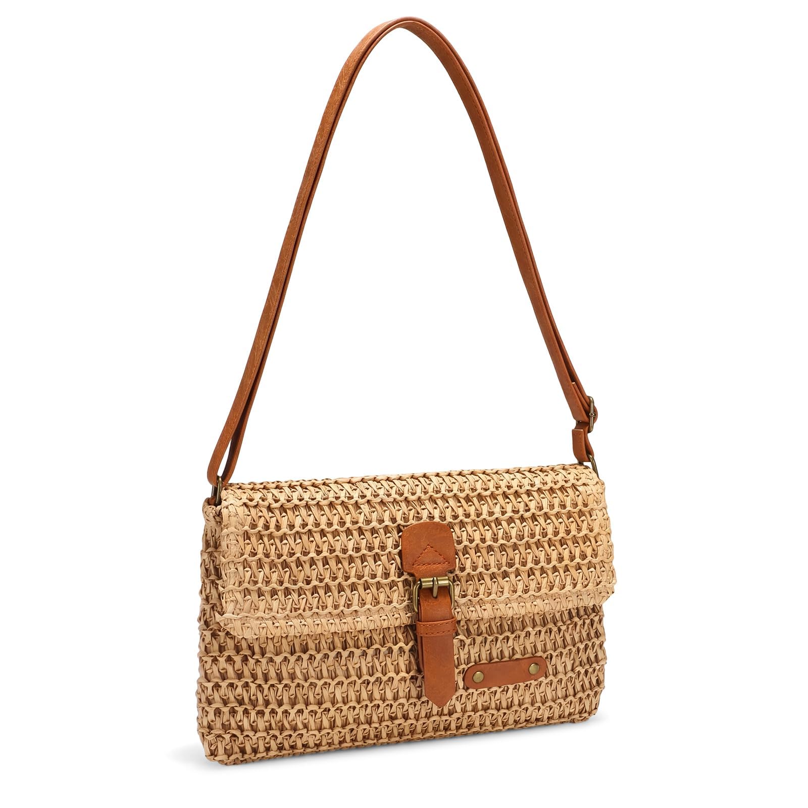 Straw Bag Beach Purse Summer Purses for Women Vacation Handbags Woven Crossbody Bags Straw Shoulder Bag