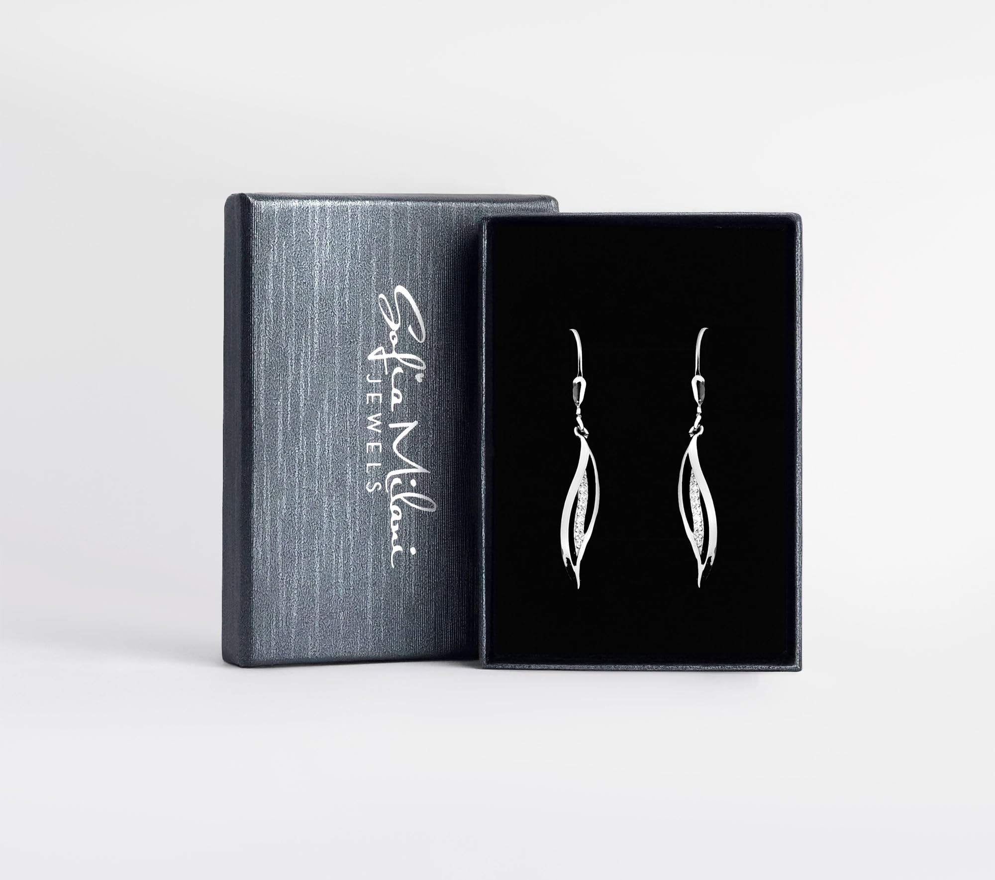 SOFIA MILANI - Damen Ohrringe 925 Silber - mit Zirkonia Steinen - Welle Spirale Ohrhänger