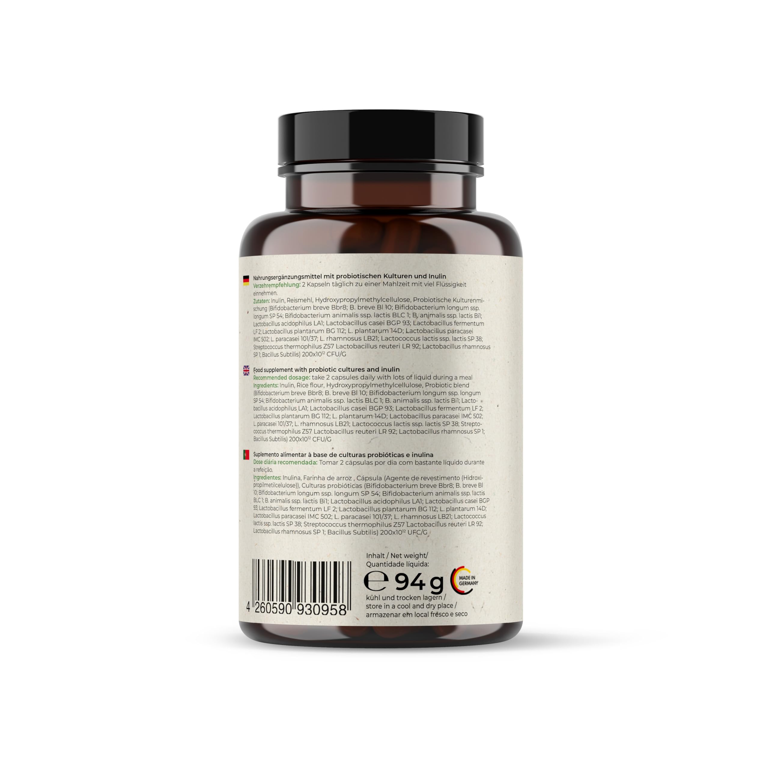 Probio Plus Kapseln hochdosiert I 3x 180 Kapseln mit Inulin & Bacillus subtilis I 20 Mrd. KBE pro Tag I Kulturen Komplex 18 Bakterienstämme I magensaftresistent & vegan