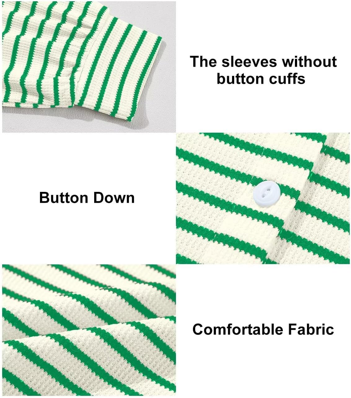 Astylish Women's 2025 Oversized Long Sleeve Shirts Button Up Striped Collared Front Pocket Top - Image 6