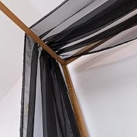 Vista 9 de Linentalks Cortinas de cama negras para cama individual, bufanda de cama transparente de lujo, cortinas de cama con cenefa, cortinas de cama