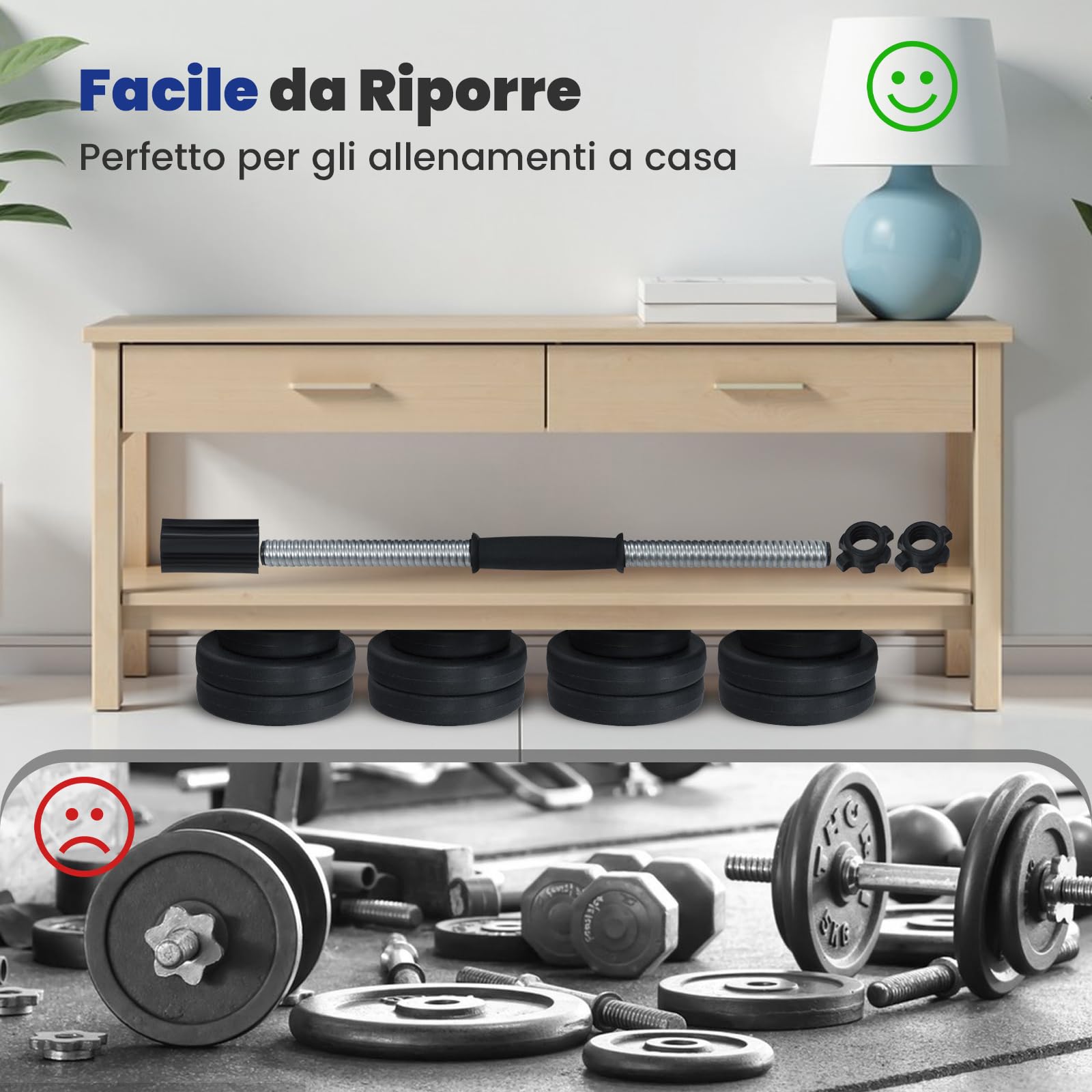GYMAX Manubri Palestra Regolabili, Set Pesi Palestra 30 KG, Manubri, Bilancieri Regolabili Palestra Casa con Barra Bilanciere e 16 Dischi, per Fitness Casa e in Palestra