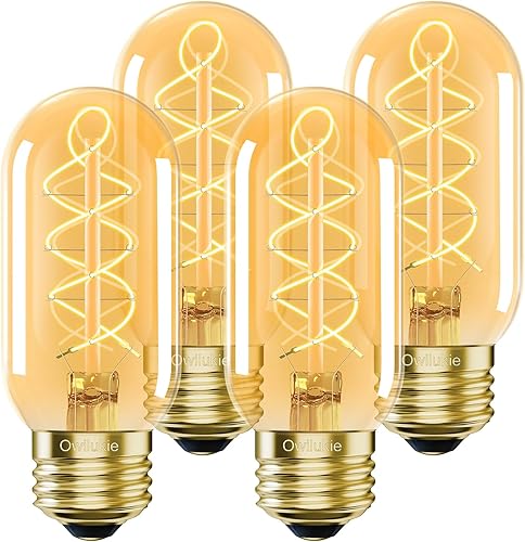 Bombilla LED E26 equivalente a 4 W, bombilla E26 de 40 vatios, bombillas Edison vintage, blanco cálido 2200 K, ámbar E26, bombilla Edison regulable,