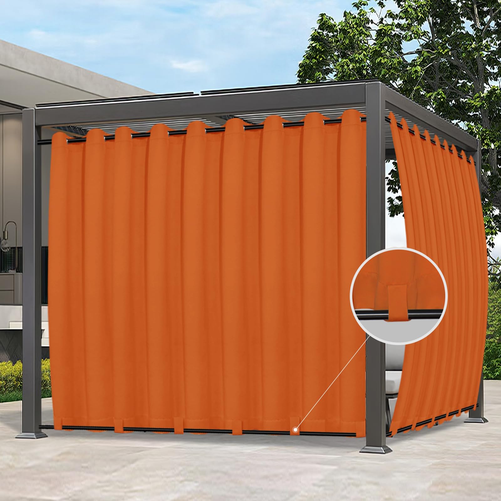 Easy-Going Outdoor Curtains for Patio 1 Panel, 150x84 inch, Orange