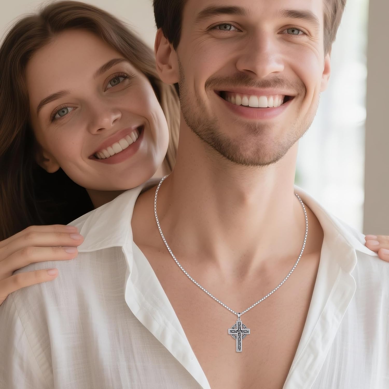 Celtic Cross Necklace 925 Sterling Silver Viking Knot Cross Pendant Vintage Christian Jewelry Gift for Men Women - Image 3