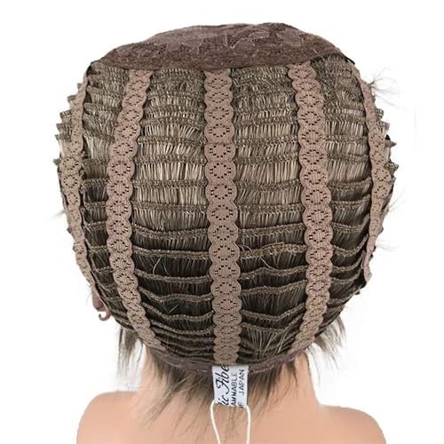 Miniatura 7 de Aimole Pelucas para hombre, pelo corto y lacio, mezcla marrón, peluca completa sintética natural