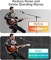 Vista 11 de JBER - Paquete de 48 paneles acústicos de espuma, cuñas de estudio autoadhesivas mejoradas de 1 x 12 x 12 pulgadas, acolchado insonorizante