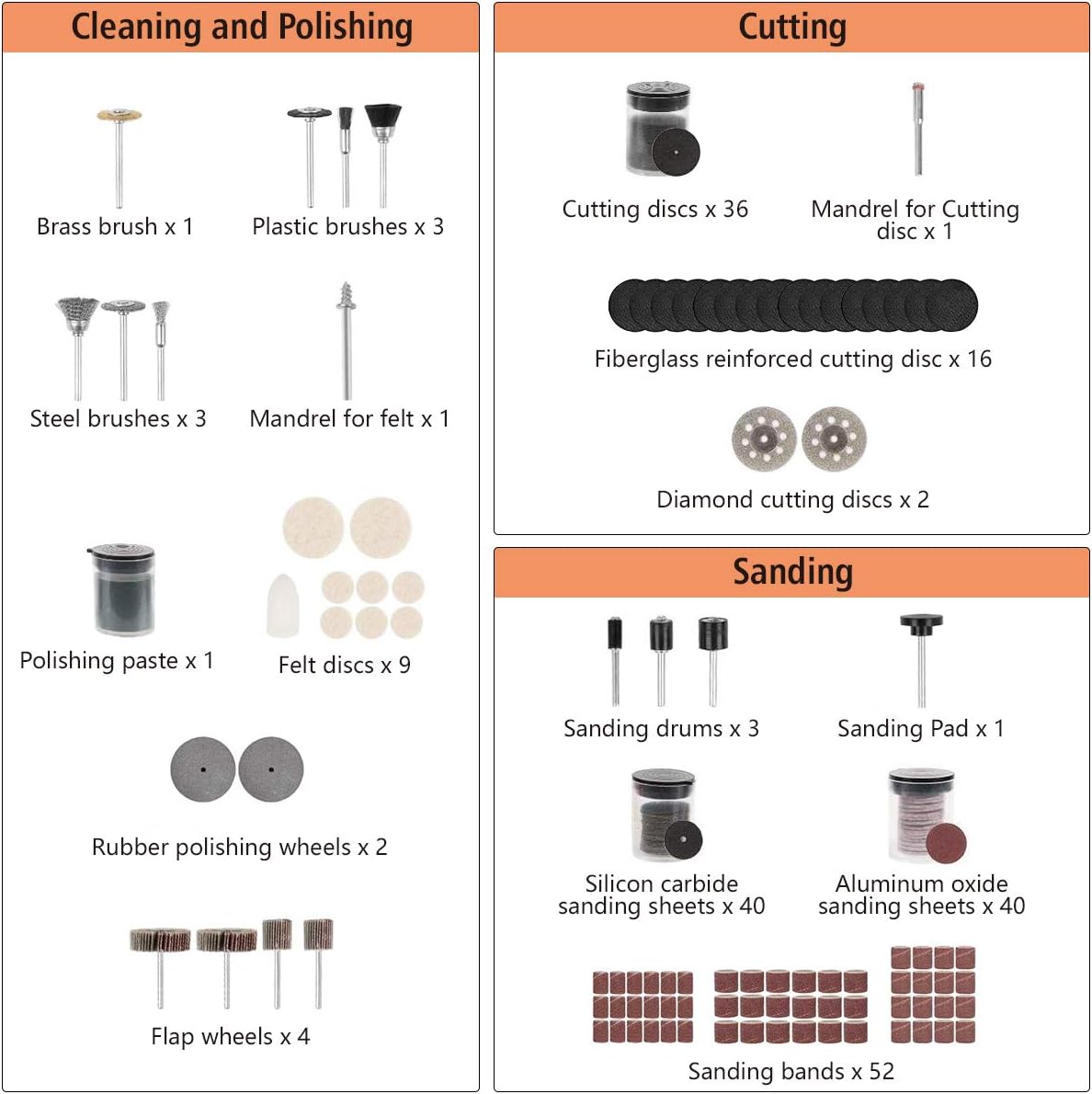 Rotary Tool Accessories Kit, Butizone 276 PCS Accessories, Easy for Polishing, Sanding, Cutting, Drilling, Engraving, Sharping, with Storage Case, Universal for 1/8" Diameter Shanks