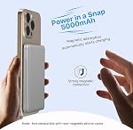 JUOVI Banque de puissance sans fil magnétique ultra-mince 5000mAh Chargeur portable 20W PD Chargement rapide Mini Batterie avec USB-C Câble compatible pour Magsafe Airpods i-Watch iPhone 16 15 Series