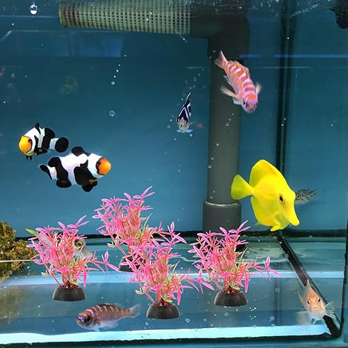 Miniatura 8 de POPETPOP 20pcs acuario paisajismo tanque de juguete grande tanque de peces viva plantas suculentas plantas artificiales acuáticas falsas decoración