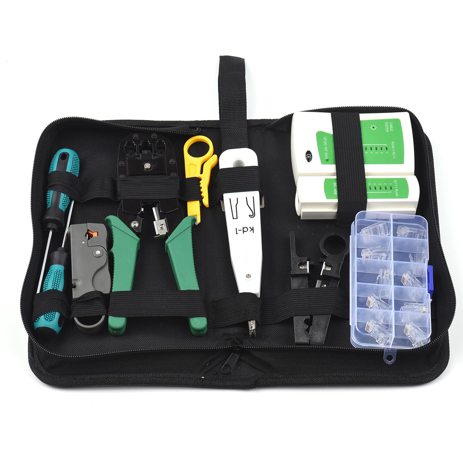 Cocoarm Kit de Pince à Sertir RJ45, Testeur de Câble Réseau 8-en-1
