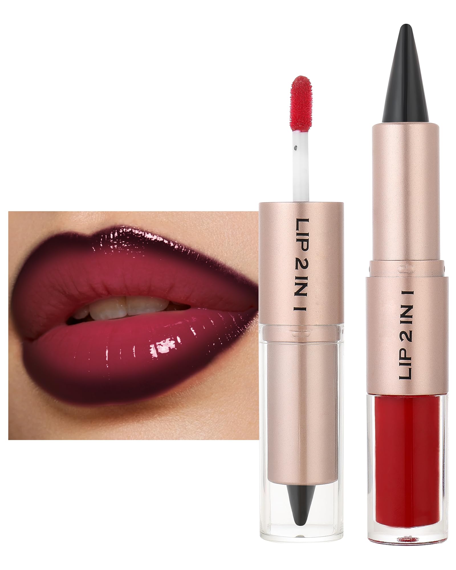 Amazon.com : Lip Liner and Gloss Set, 2 in 1 Velvet Matte Black