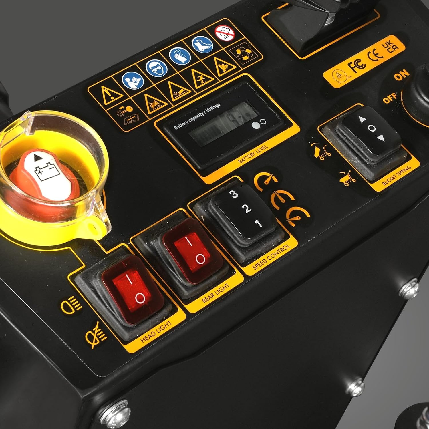 1100Lb Loading 48V Battery Powered Wheel Barrow Electric Dumper Cart with 30W Light, Hydraulic Tipping, 1000W Brushless DC Motor, LED Display Screen, Model EH50 Red