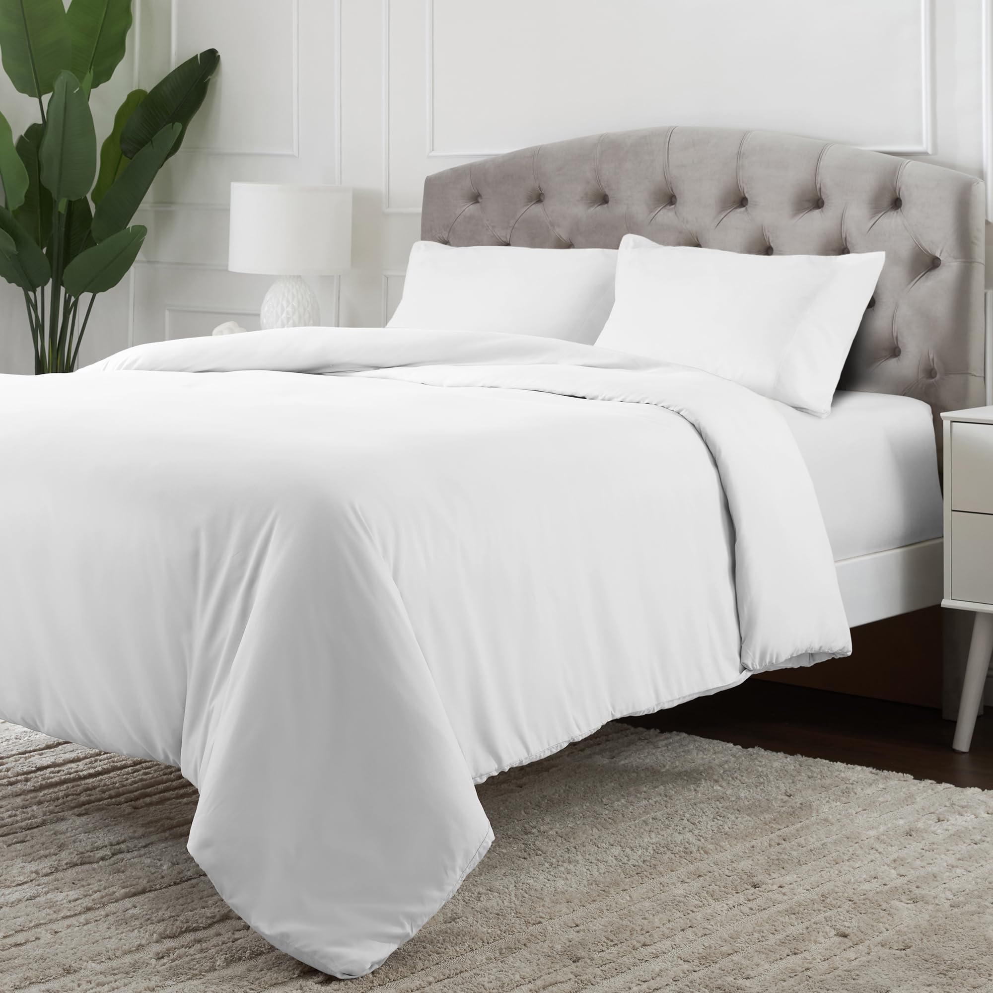 Mellanni Funda Nórdica Cama 150/135 - con Cierre De Botón - con 2 Fundas De Almohadas 80x80 cm - (240x220 cm, Blanco)