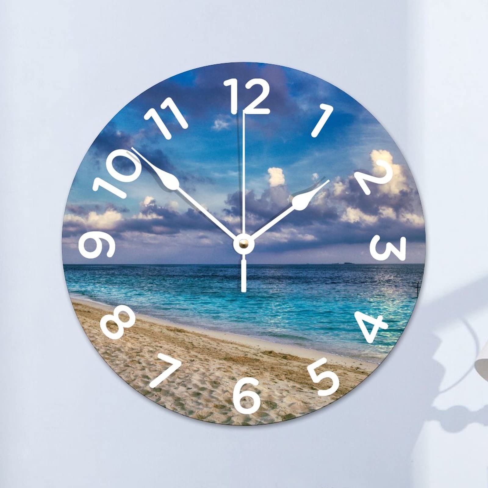 Horloge murale en bois silencieuse de 38,1 cm, pendule ronde décorative de maison
