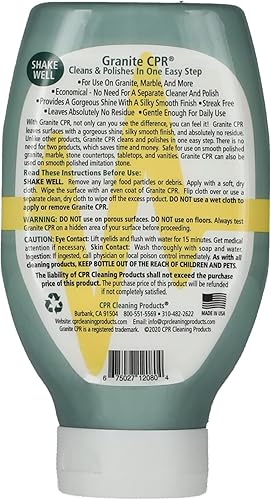 Miniatura 8 de Granite CPR El limpiador y el esmalte se pueden utilizar diariamente en granito, mármol, cuarzo y cilán. Deja un hermoso brillo sin rayas y un