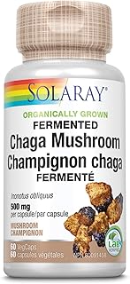 Solaray Organically Grown Fermented Chaga Mushroom 500 mg | Healthy Immune Function Support | 30 Servings | 60 VegCaps