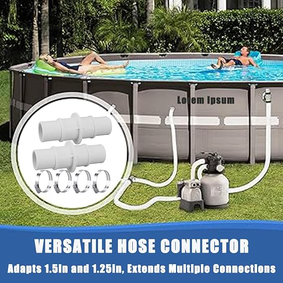 LonlyEagle Pool Hose Adapter Connector, 1-1/4 or 1-1/2 Plastic Coupling for Swimming Pool Vacuum, Cleaner, and Filter Pump Hoses (Grey)