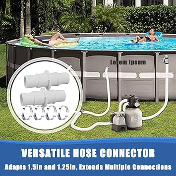 LonlyEagle Pool Hose Adapter Connector, 1-1/4 or 1-1/2 Plastic Coupling for Swimming Pool Vacuum, Cleaner, and Filter Pump Hoses (Grey)