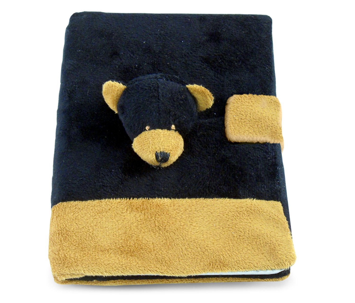 DolliBu Black Bear Plush Notebook - Black Wildlife Plush School Journal, Cute Fluffy Stuffed Animal Toy With 80 Pages Personal Journal For Kids, Adults Office Desk Accessory Writing Pad - 5.75 Inches