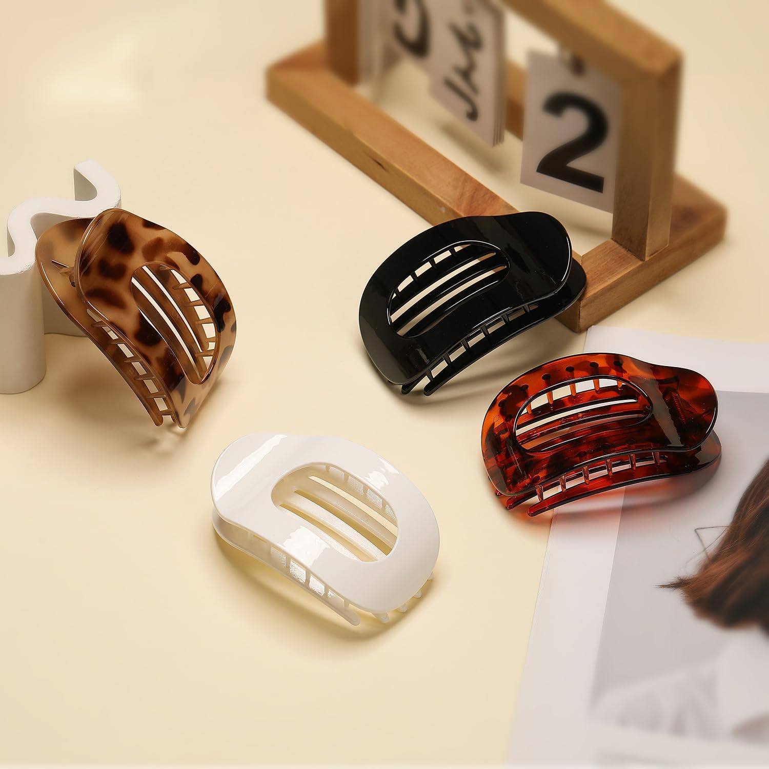4 PCS Flat Hair Clips for Women Curved Design, Strong Hold for Thin Thick Hair Hair Accessories for Women and Girls (Leopard) - Image 4