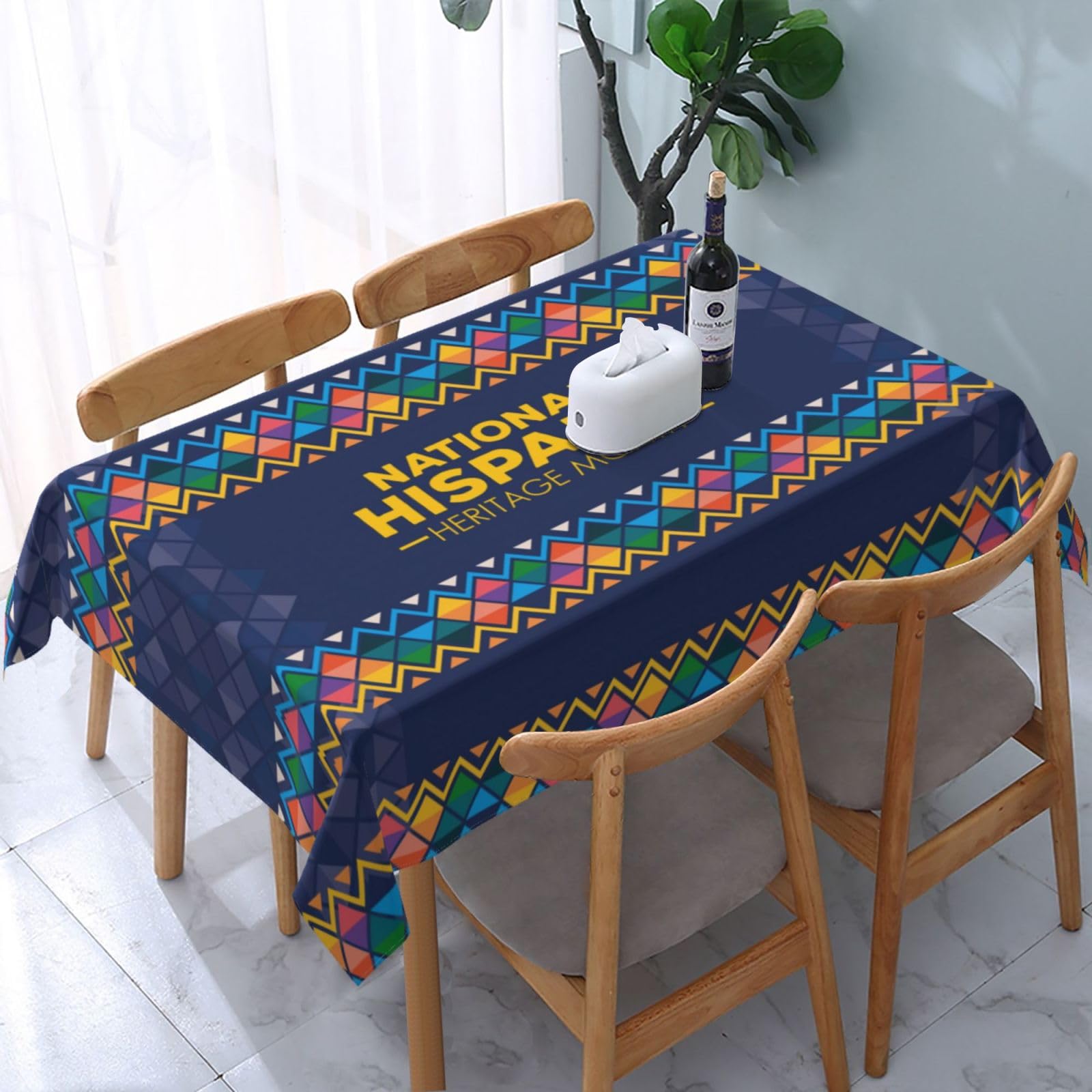 JunHeArt National Hispanic Heritage Month Tablecloth Rectangle Table Cover Washable Table Cloths Decor For Kitchen 54" X 72"