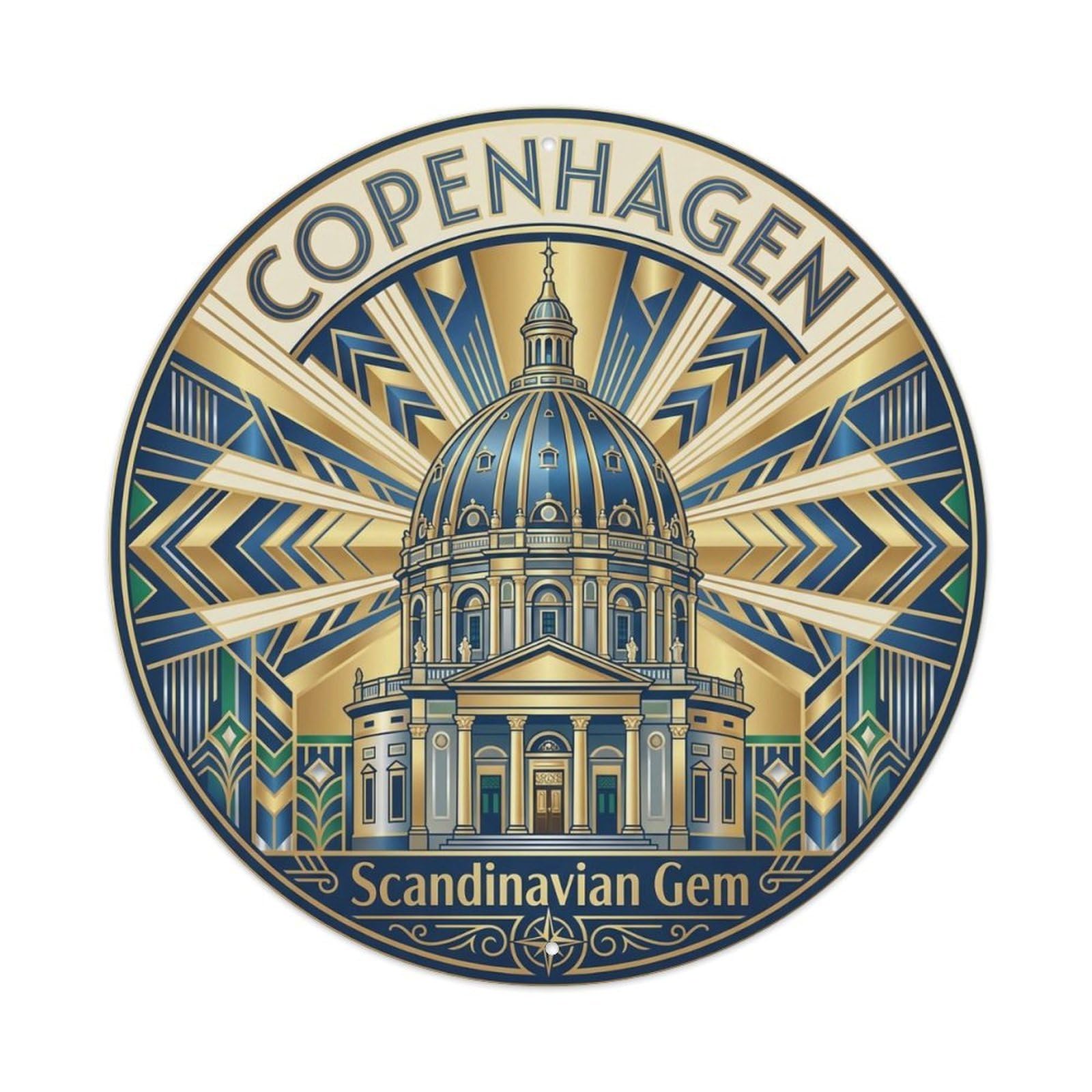 Vintage Travel Copenhagen Denmark Panorama Metal Tin Sign