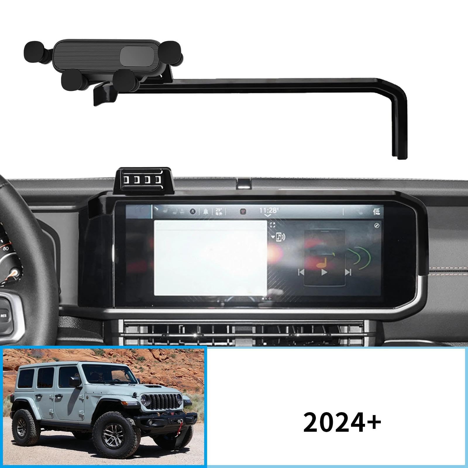 Uchwyt Samochodowy na Telefon dla Jeep Wrangler 2024-2025, uchwyt samochodowy na telefon komórkowy, stojak na nawigację GPS (ładowanie)