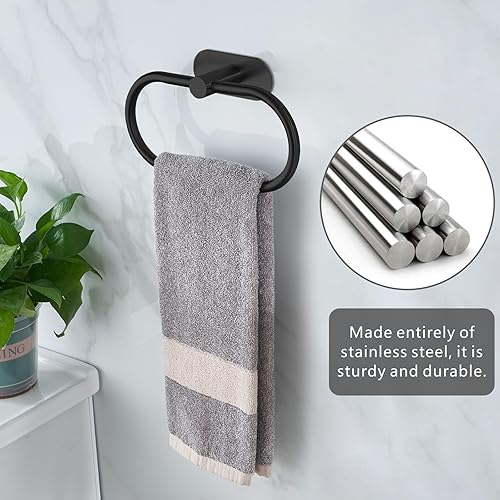 Miniatura 3 de Toallero  anillo de toalla de baño, anillo de toalla de mano autoadhesivo para baño, soporte de toalla de mano adhesivo de acero inoxidable, sin