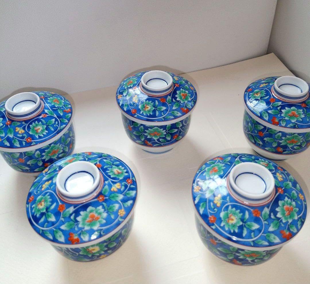 Amazon.co.jp: 有田焼 喜峰窯 茶碗蒸し 蓋付き御椀 5客セット : ホーム