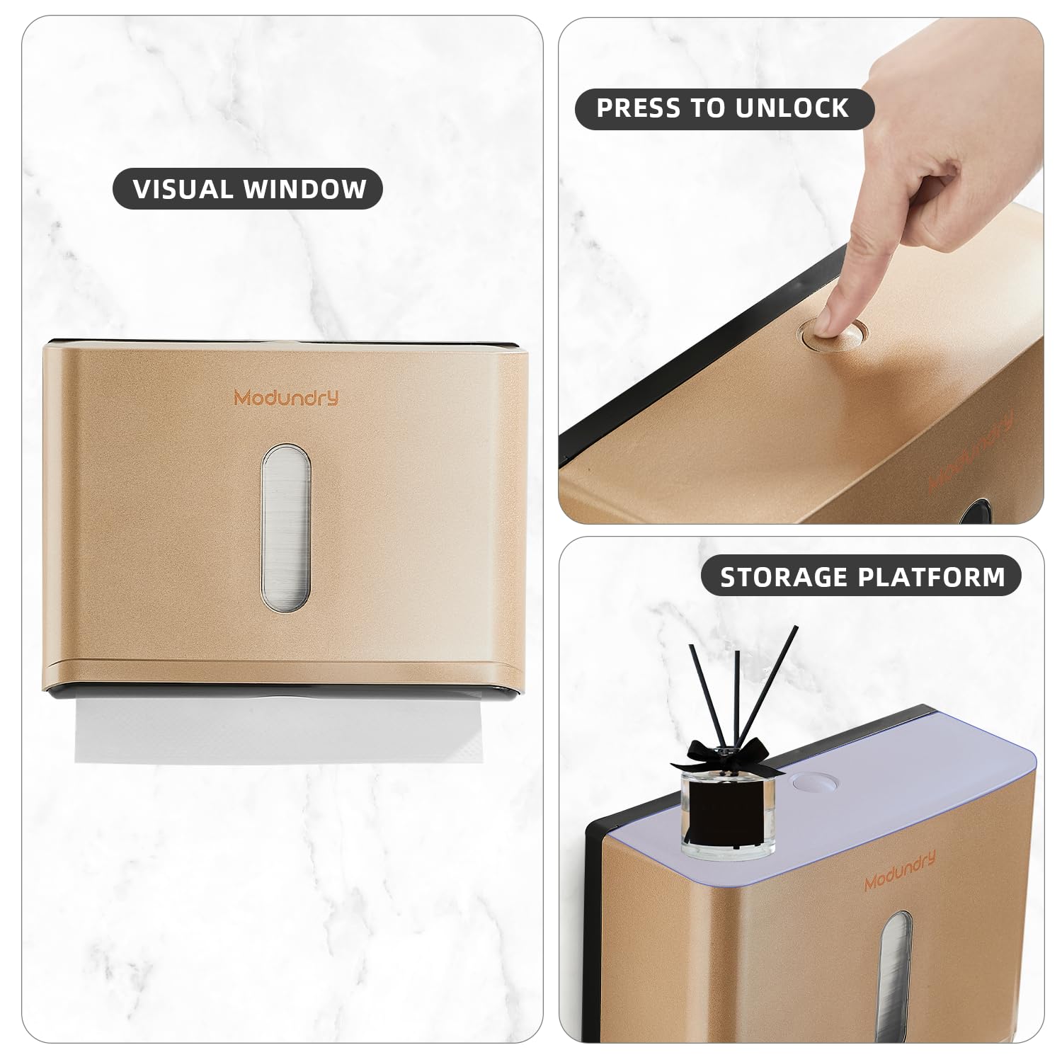 Dispensadores de Toallas de Papel para Montaje en Pared, Soporte de Toalla de Papel Plegable múltiple, sin taladrar ni Instalar Tornillos, dispensador de Toallas de Mano Comercial para baño,