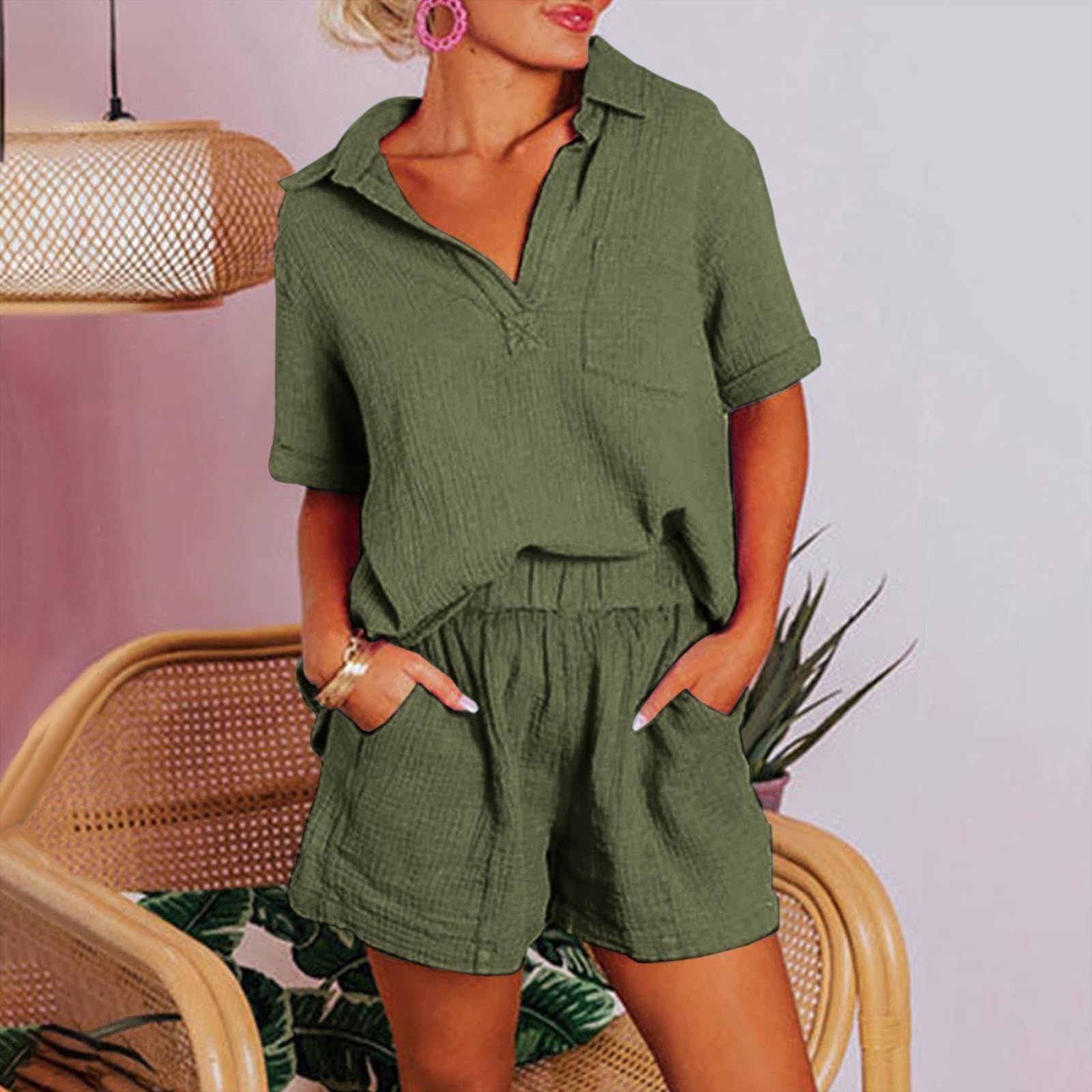 Damen 2-teiliges Set Schwimmschlauch-Top & Shorts - Lässig Farbblockung Sommer Outfit