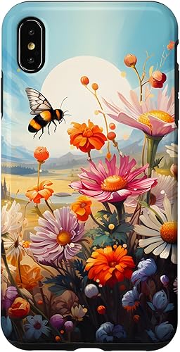 Vista 22 de Funda para iPhone 13 Pro Lively Bee en Sunny Meadow of Wildflowers