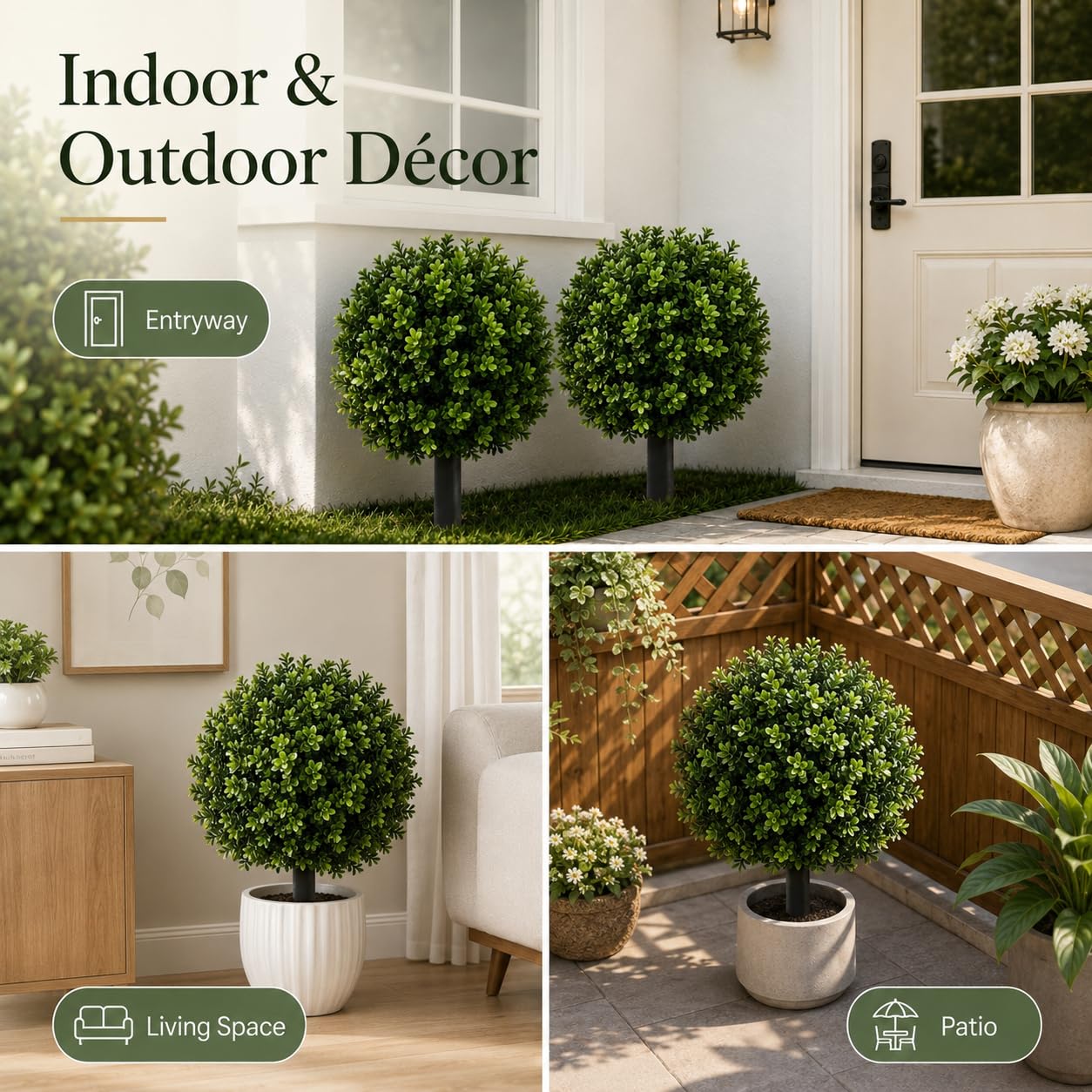 2 alberi di bosso artificiali, piante artificiali in plastica con pali da terra, fiori artificiali per esterni, piante artificiali come veri fiori finti, pianta artificiale per soggiorno (design 2)