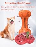 Squeaky Dog Chew Toy for Aggressive Chewers Large Breed, Tough Indestructible Rubber Bone with Toothbrush for Big Medium Dogs Teeth Cleaning