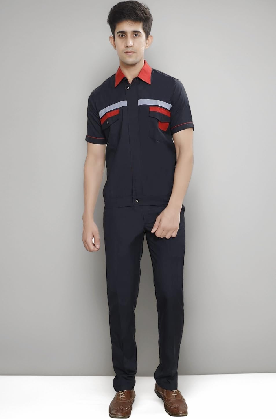 FABUNIFORMS Men's Cotton Technician/Worker/Automobile/Industrial Uniform Classic Fit Shirt Blue