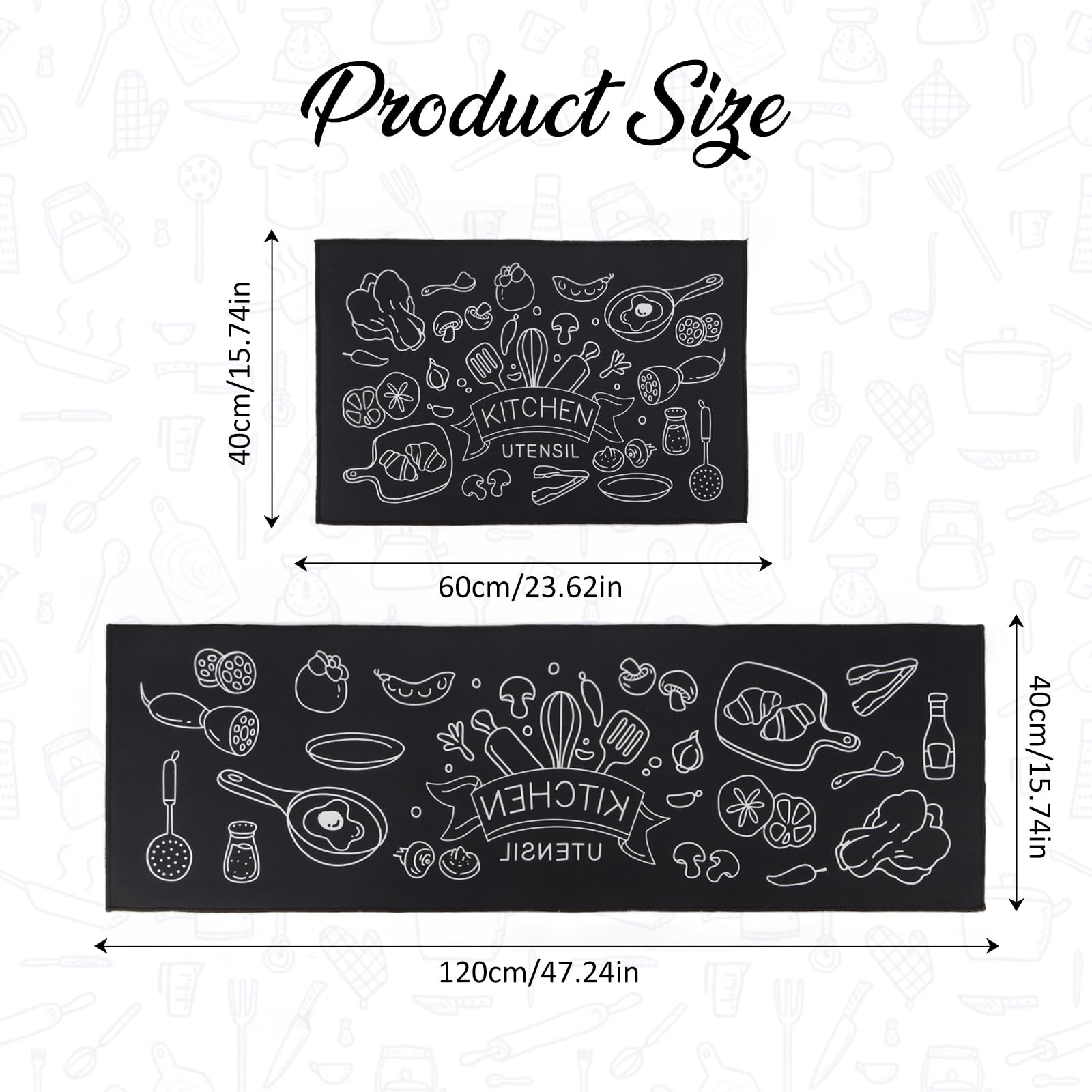 Tapis De Cuisine Antidérapant En Vinyle Hexagones Gris 180x50 Cm