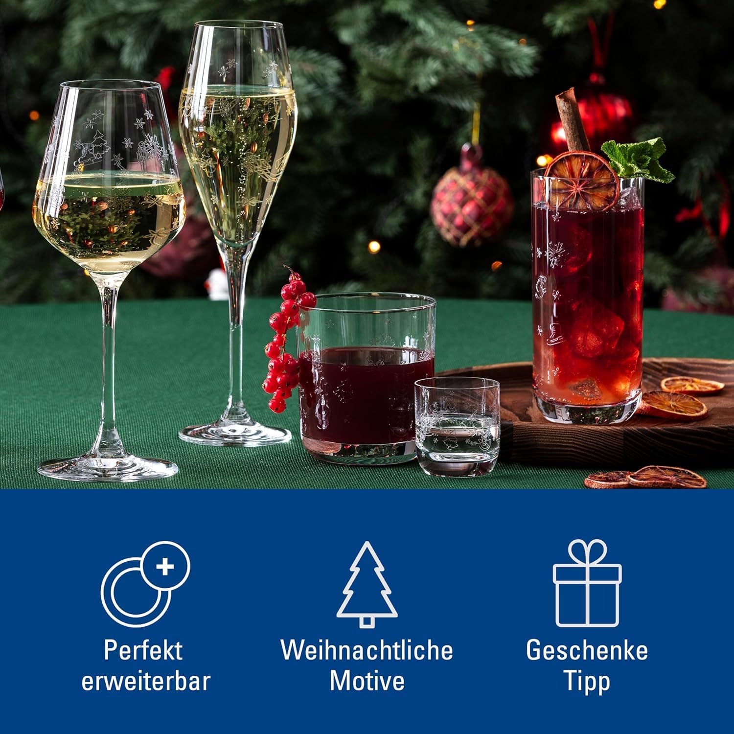 Villeroy & Boch – Toy's Delight Wasserglas-Set 6-teilig, Klar, Spülmaschinenfest, Weihnachten, Christmas, Gläser, Trinkgläser, Kristallglas