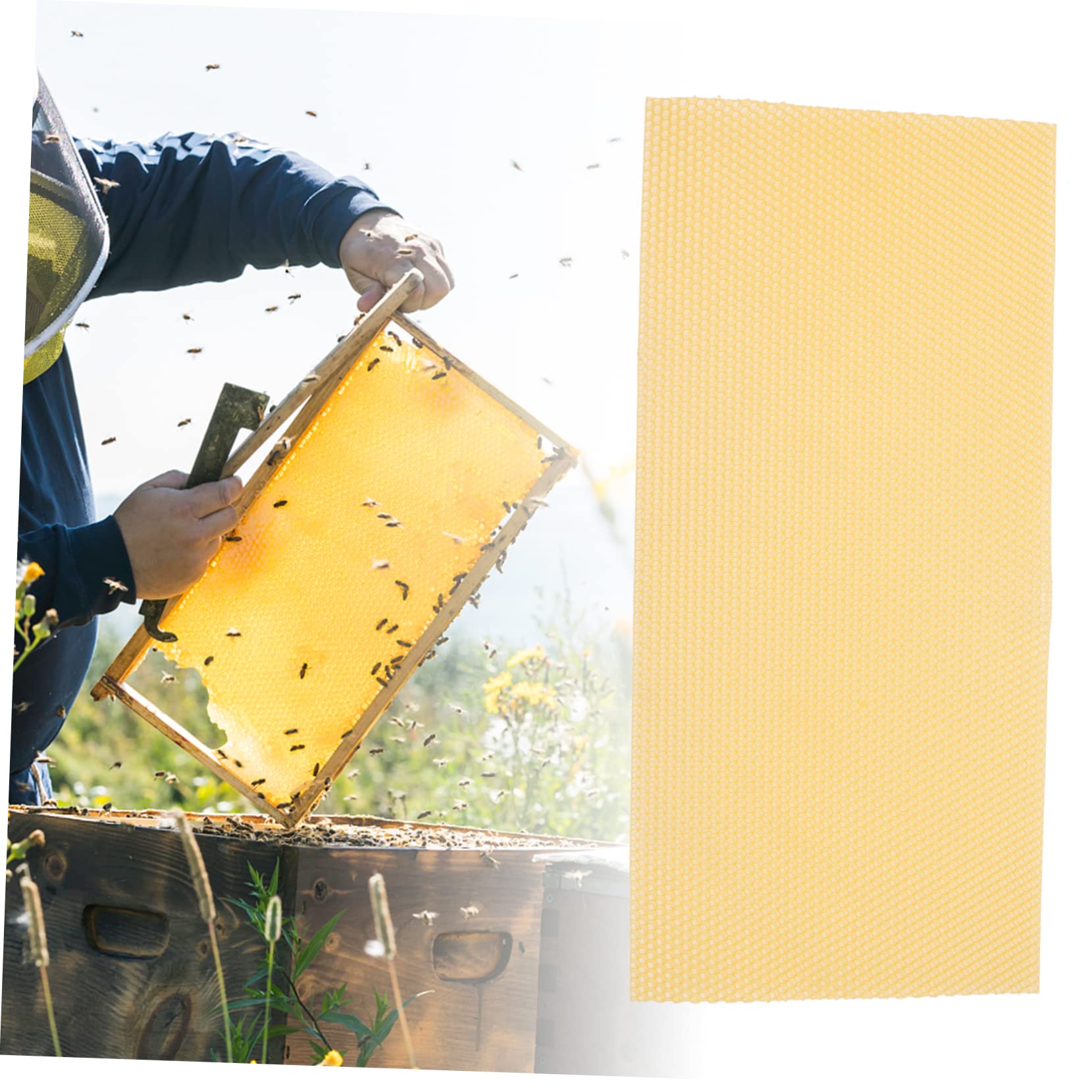 Abaodam 30 Láminas de Base de Colmena de Cera de Abeja Amarilla Suavidad Moderada y Alta Producción para Fabricación de Velas y Barnizado de Muebles
