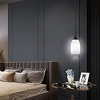 Vista 7 de Mini Glass Pendant Light,1-Light Handblown White Oval Art Glass Hanging Pendant Light for Kitchen Island,Dining Room,Living,Foyer,Hallway, Entry