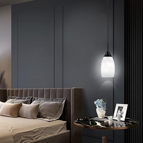 Miniatura 7 de Mini lámpara colgante de cristal, 1 luz soplada a mano, ovalada, de cristal, colgante para isla de cocina, comedor, sala, vestíbulo, pasillo,