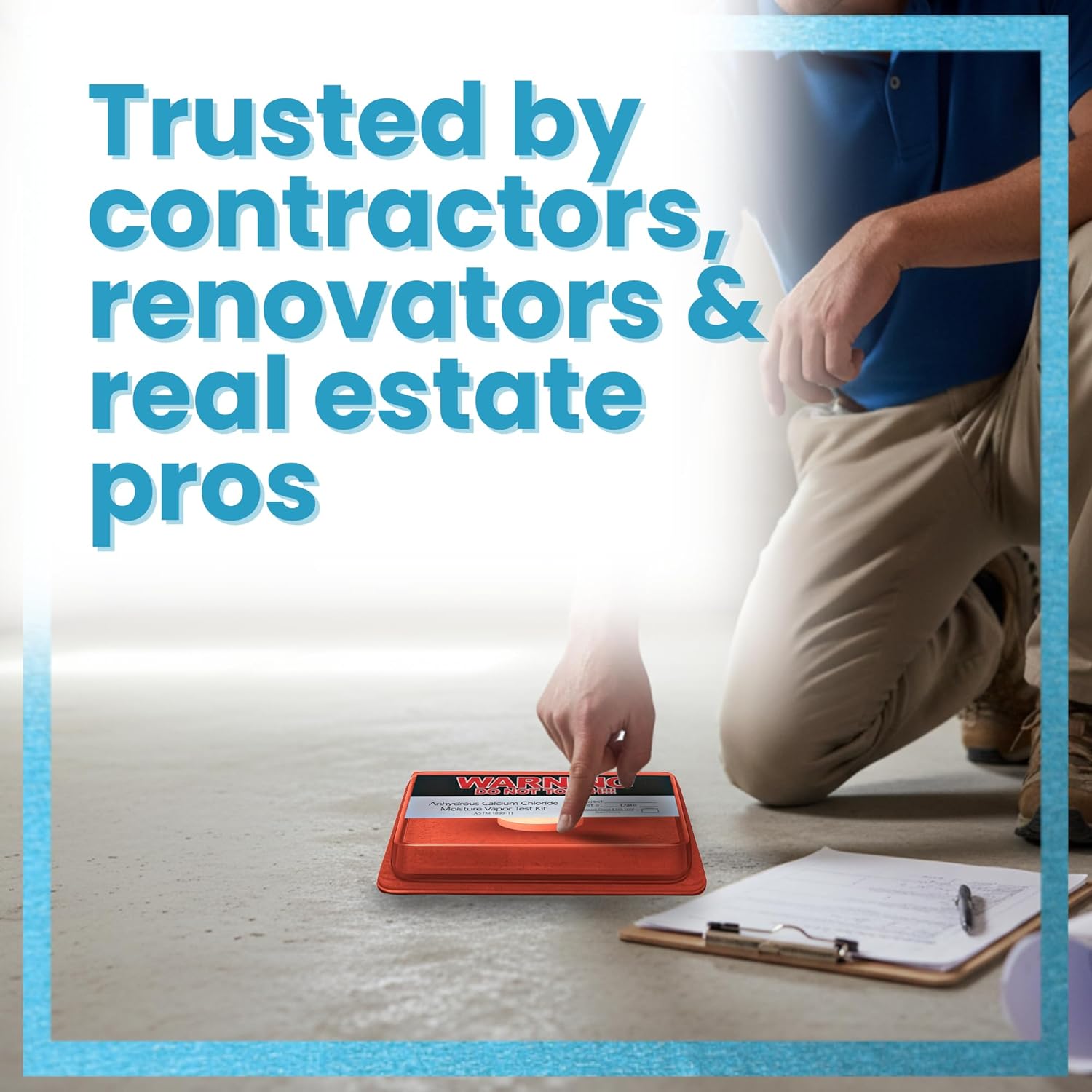 Moisture Tester for Concrete Slab, Calcium Chloride Test Kit – Easy-to-Use Water Damage Detector and Moisture Analyzer (3-Pack)