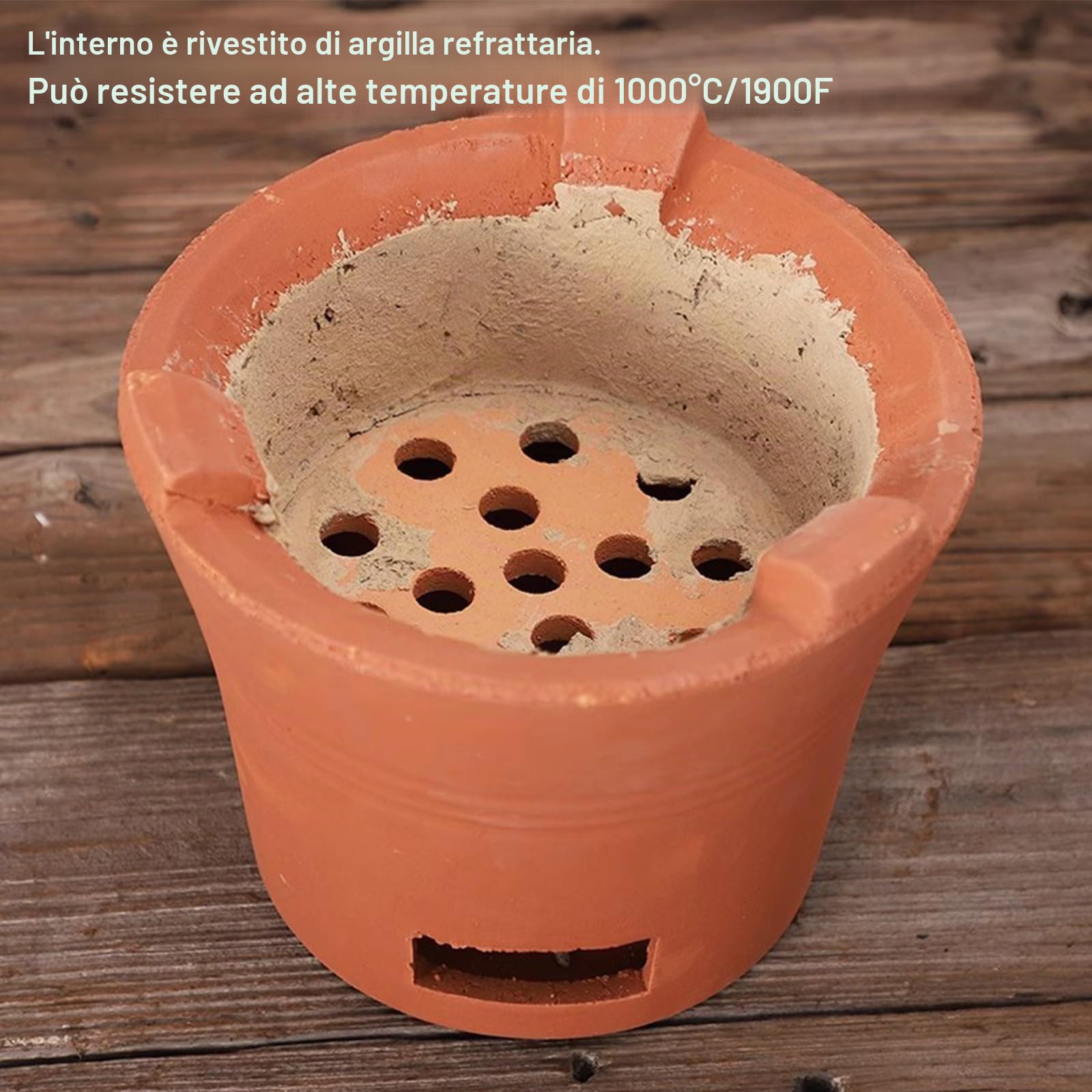 Stufa a Carbone di Argilla, Fornello Grill Portatile, Vecchia Stufa in Argilla, Stufa a Legna da Campeggio per Casa, Picnic, Campeggio, Preparazione del Tè e Cucina All'aperto(9x7.5in/23x19.5cm)