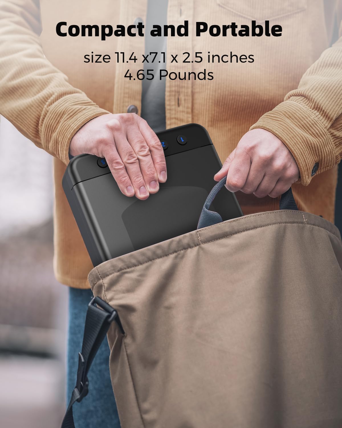 HOLEWOR safe secured with a cable to a car seat frame