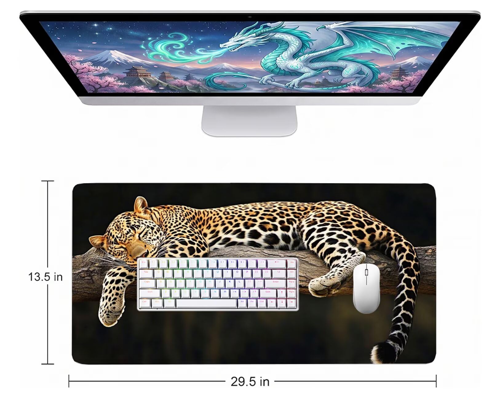 Tappetino Mouse XXL 1500x800x4 mm Marrone Tappetino Scrivania Leopardo Mousepad per PC e Tastiera, Tappeto Scrivania Antiscivolo, Migliora Precisione e Velocità, Desk Mat per Gamer, Regalo W6-932