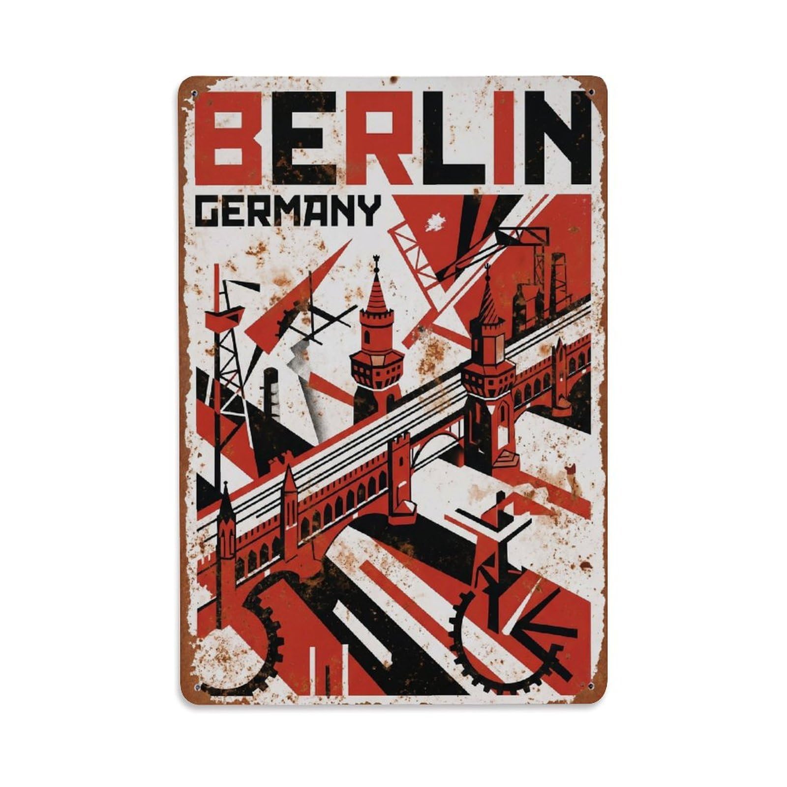 Gead 8X12inch Style Vintage Travel Berlin Germany Bridge Metal Tin Sign